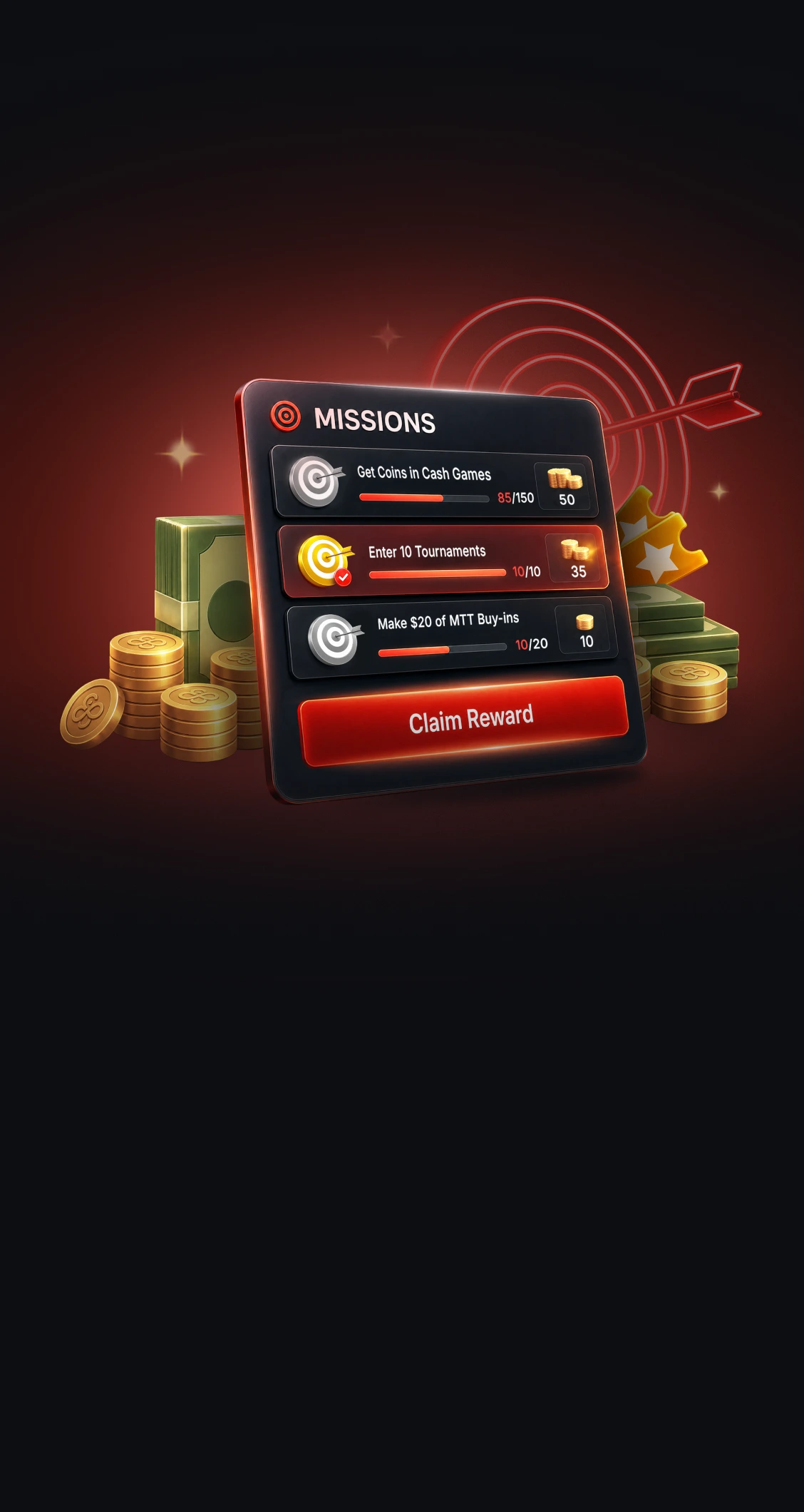 Покерные миссии на CoinPoker:<br />
Зарабатывайте дополнительные деньги, играя в игры